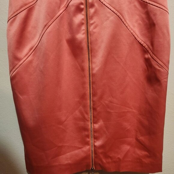 Satin Coral Bodycon Dress With Back Cutout Size 4 - Picture 8 of 13